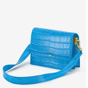 JW PEI Mini Flap Bag - Lake Blue Croc NWT